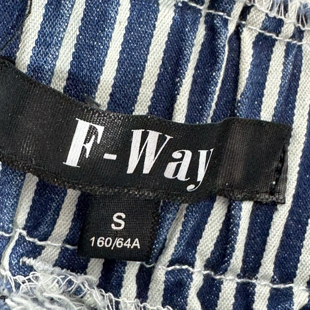 F-Way Blue White Stripe Denim Paperbag Straight Skirt Size‎ Small